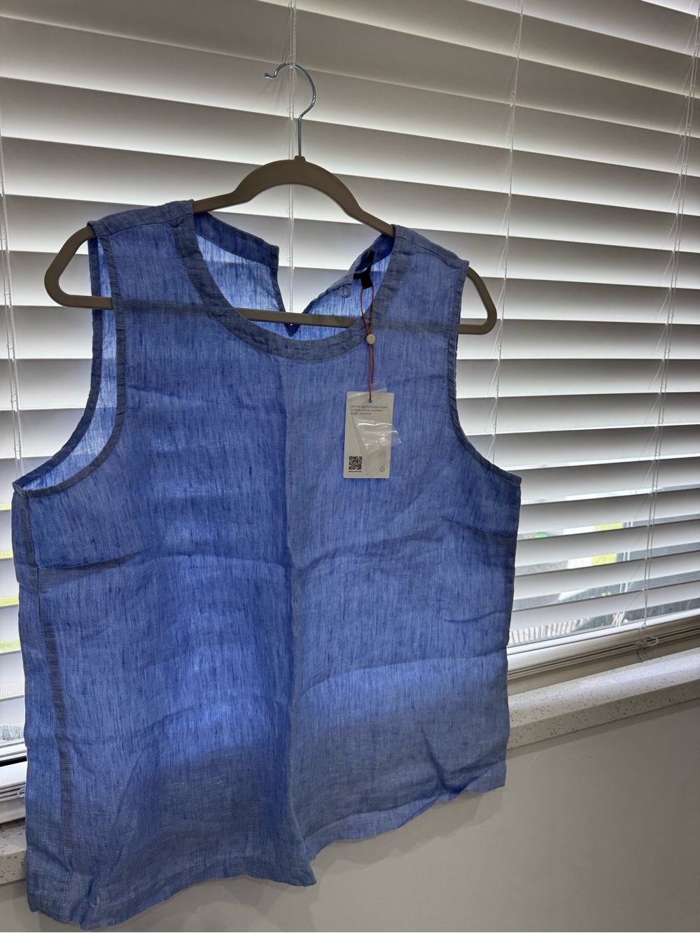 Quince Blue Sleeveless Linen Tank Top